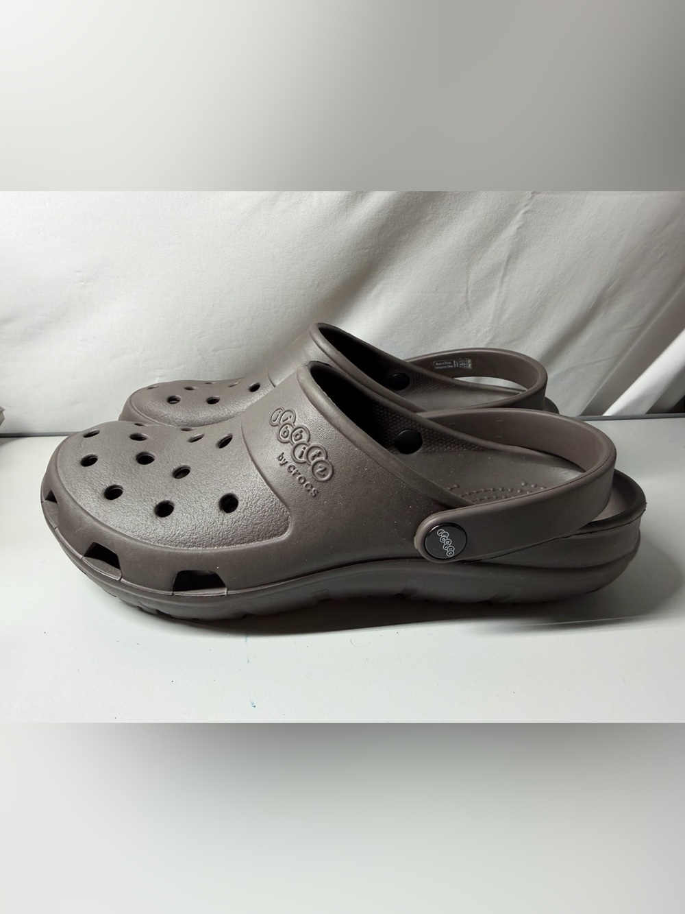 CROCS Brown Treaded Clog Sole with Size Imprint